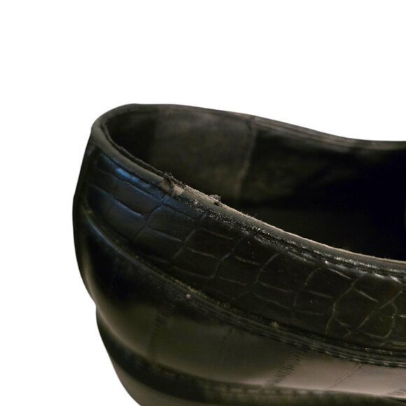David Stone Vintage Black Croc Embossed Square Toe Lace Up Dress Shoe Sz 8.5D - Picture 7 of 10